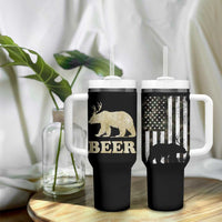 Funny Bear Beer Lovers Tumbler With Handle Camo American Flag Hunting Gifts Men Dad Grandpa - Wonder Print Shop