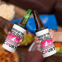 Pickleball Gifts For Women 4 in 1 Can Cooler Tumbler Queen Of The Court Pink Pickle Ball Lovers Player Coach