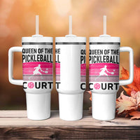 Pickleball Gifts For Women Tumbler With Handle Queen Of The Court Pink Pickle Ball Lovers Player Coach