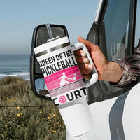 Pickleball Gifts For Women Tumbler With Handle Queen Of The Court Pink Pickle Ball Lovers Player Coach
