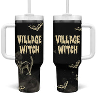 Witch Cat Tumbler With Handle Witchy Vibes Halloween Black Cat Lover Gifts