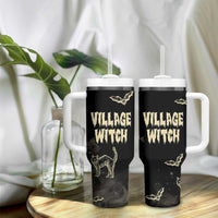 Witch Cat Tumbler With Handle Witchy Vibes Halloween Black Cat Lover Gifts