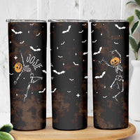 Personalized Halloween Dancing Skeleton Skinny Tumbler Custom Name Coffee Lover Spooky Season Gift - Wonder Print Shop