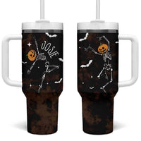Personalized Halloween Dancing Skeleton Tumbler With Handle Custom Name Coffee Lover Spooky Season Gift - Wonder Print Shop