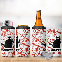 Funny Black Cat What 4 in 1 Can Cooler Tumbler Murderous Cat Holding Knife Halloween Costume Killer - Wonder Print Shop