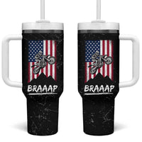 Braap Motocross Dirt Bike Tumbler With Handle Braaap Vintage USA American Flag Vintage Bikers Club