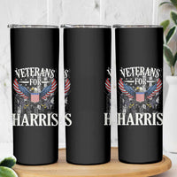 Veterans For Harris Walz 2024 Election Skinny Tumbler American Flag Eagle Grandpa Dad Gifts - Wonder Print Shop