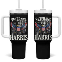 Veterans For Harris Walz 2024 Election Tumbler With Handle American Flag Eagle Grandpa Dad Gifts - Wonder Print Shop