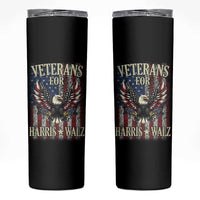 Veterans For Harris Walz 2024 Election Skinny Tumbler American Flag Eagle Grandpa Dad Gifts - Wonder Print Shop