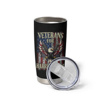 Veterans For Harris Walz 2024 Election Tumbler Cup American Flag Eagle Grandpa Dad Gifts - Wonder Print Shop