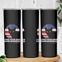 Harris Walz 2024 Election Skinny Tumbler Tim Walzt Mind Your Own Damn Business Cat Ladies Vote for Blue American Flag - Wonder Print Shop