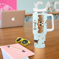 Beagle Dog Mom Tumbler With Handle Funny Dog Lover Mothers Day Gifts