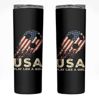 Soccer Girl Skinny Tumbler Play Like A Girl USA Flag