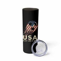 Soccer Girl Skinny Tumbler Play Like A Girl USA Flag