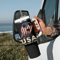 Soccer Girl Tumbler With Handle Play Like A Girl USA Flag