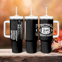 Football Tumbler With Handle Game Day Football Is My Favorite Season Sport Team US American Flag Patriotic - Wonder Print Shop