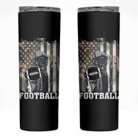 Football Players Skinny Tumbler Camo US American Flag Game Day Sport Team Vintage Patriotic - Wonder Print Shop
