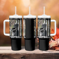 Football Players Tumbler With Handle Camo US American Flag Game Day Sport Team Vintage Patriotic - Wonder Print Shop