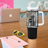 Football Players Tumbler With Handle Camo US American Flag Game Day Sport Team Vintage Patriotic - Wonder Print Shop