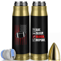 Football Lineman Bullet Tumbler Eat Sleep Block Repeat Patriotic USA  Flag Defensive Linemen Gift For Men