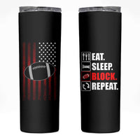 Football Lineman Skinny Tumbler Eat Sleep Block Repeat Patriotic USA  Flag Defensive Linemen Gift For Men - Wonder Print Shop