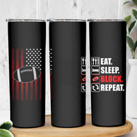 Football Lineman Skinny Tumbler Eat Sleep Block Repeat Patriotic USA  Flag Defensive Linemen Gift For Men - Wonder Print Shop