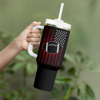 Football Lineman Tumbler With Handle Eat Sleep Block Repeat Patriotic USA Flag Defensive Linemen Gift For Men - Wonder Print Shop