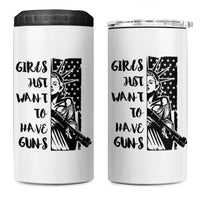 Gun Lovers Gifts For Women 4 in 1 Can Cooler Tumbler Girls Just Want To Have Guns American Flag
