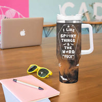 Ballerina Dancing Skeleton Tumbler With Handle I Like Spooky Things & The Word Fuck Ballet Dance Bat Wings Funny Halloween Gifts - Wonder Print Shop
