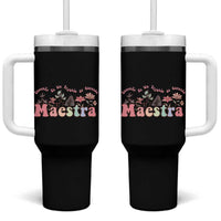 Maestra Tumbler With Handle Vintage Floral Spanish Teacher Appreciation Gift Back To School - Wonder Print Shop