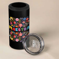 Maestra Bilingue Teacher 4 in 1 Can Cooler Tumbler Cinco De Mayo Spanish Mexican Teacher In Spansish - Wonder Print Shop