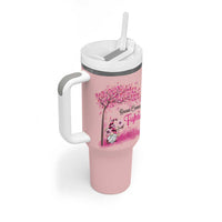 Breast Cancer Awareness Tumbler With Handle In October We Wear Pink Cute Gnome - Wonder Print Shop