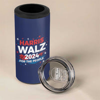 Harris Walz 2024 For The People 4 in 1 Can Cooler Tumbler Vote Blue Vice President VP American Flag - Wonder Print Shop