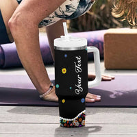 Personalized Sugar Skull Tumbler With Handle Custom Name Flower Gothic Gifts For Latina Mexican Girls Women