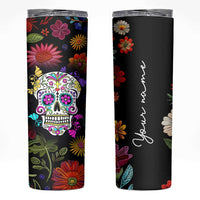 Personalized Gift Skinny Tumbler Custom Name Sugar Skull Mexican Art Birthday Christmas Gifts for Her - Wonder Print Shop