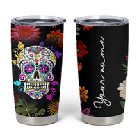 Personalized Gift Tumbler Cup Custom Name Sugar Skull Mexican Art Birthday Christmas Gifts for Her - Wonder Print Shop