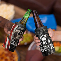 Gifts For Dad 4 in 1 Can Cooler Tumbler Dada Bear American Flag - Wonder Print Shop