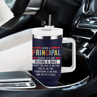 Funny Principal Gifts Tumbler With Handle School Principals Day Being A Principal Is Easy Like Riding A Bike