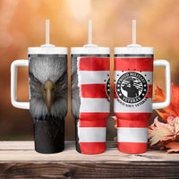 Proud Navy Veteran Tumbler With Handle American Flag Eagle Military Gifts