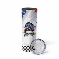 Little Miss America Skinny Tumbler Baby Girl 4th of July Checkered