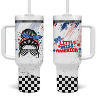 Little Miss America Tumbler With Handle Baby Girl 4th of July Checkered