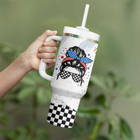 Little Miss America Tumbler With Handle Baby Girl 4th of July Checkered