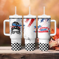 Little Miss America Tumbler With Handle Baby Girl 4th of July Checkered