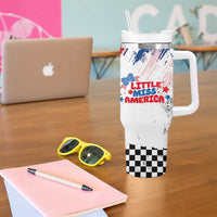 Little Miss America Tumbler With Handle Baby Girl 4th of July Checkered