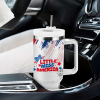 Little Miss America Tumbler With Handle Baby Girl 4th of July Checkered