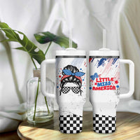 Little Miss America Tumbler With Handle Baby Girl 4th of July Checkered