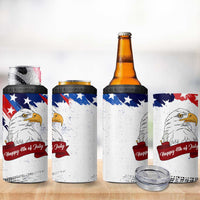 Happy 4th Of July 4 in 1 Can Cooler Tumbler USA American Flag Bald Eagle Patriotic Red White Blue