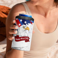 Happy 4th Of July 4 in 1 Can Cooler Tumbler USA American Flag Bald Eagle Patriotic Red White Blue