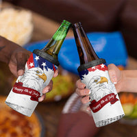 Happy 4th Of July 4 in 1 Can Cooler Tumbler USA American Flag Bald Eagle Patriotic Red White Blue