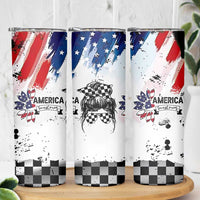 Happy 4th Of July Skinny Tumbler America Sunflower Flag American Patriotic Flower